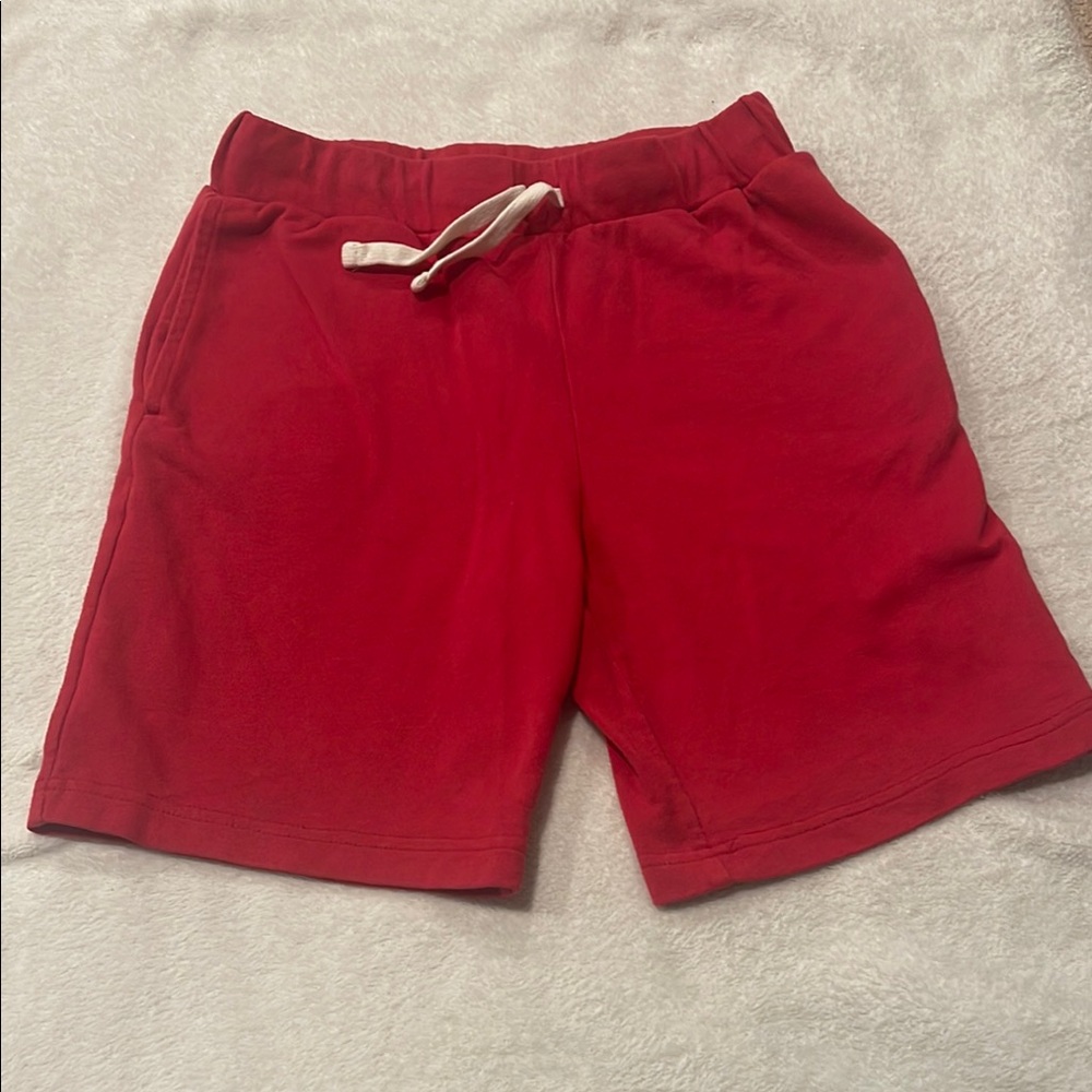 Place Red Shorts with Elastic Waistband and Drawstring
